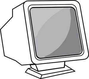 Computer monitor and keyboard clipart