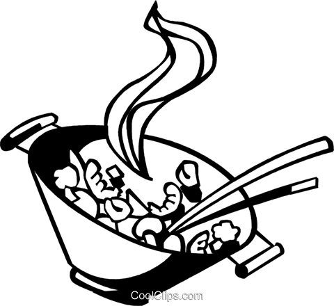 Wok food clipart black and white