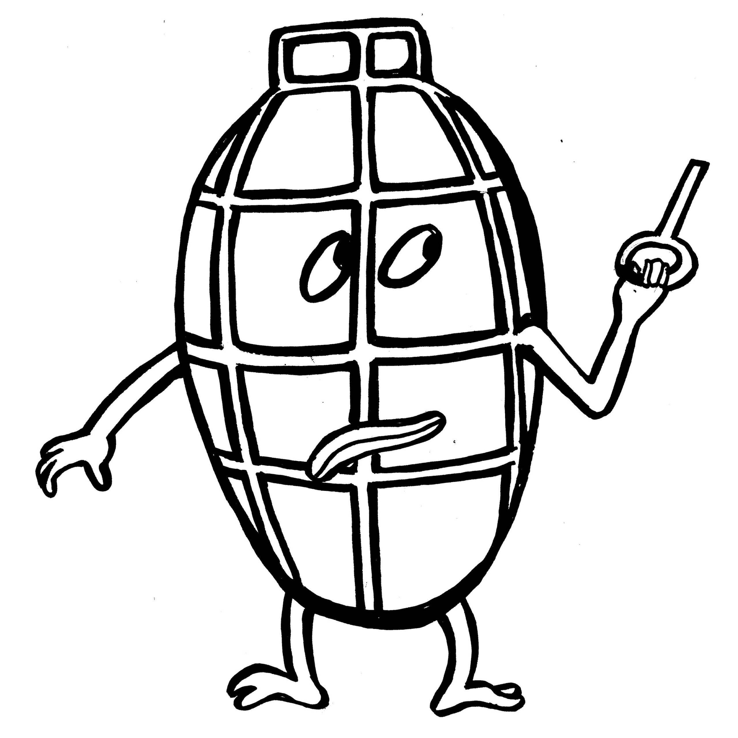 Cartoon Grenade Coloring Pages on UltraColoring.com