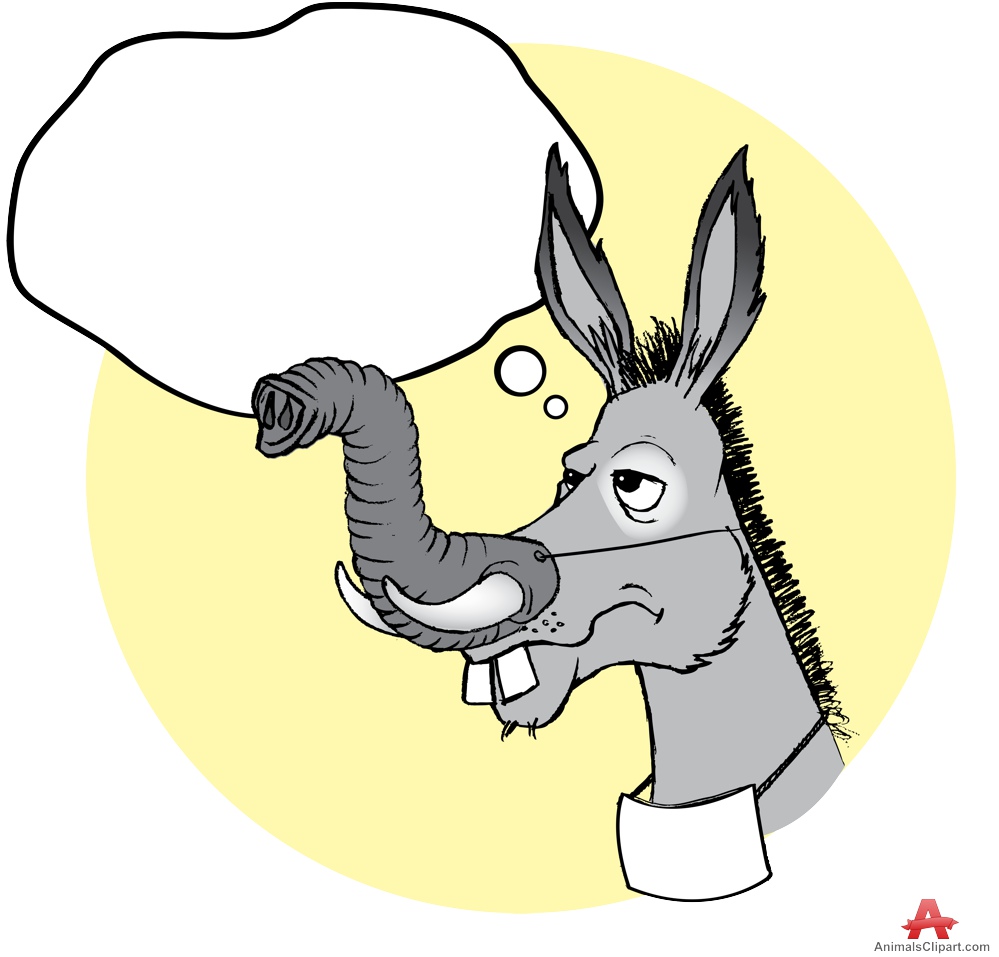 Funny Thinking Donkey with Elephant Mask | Free Clipart Design ...
