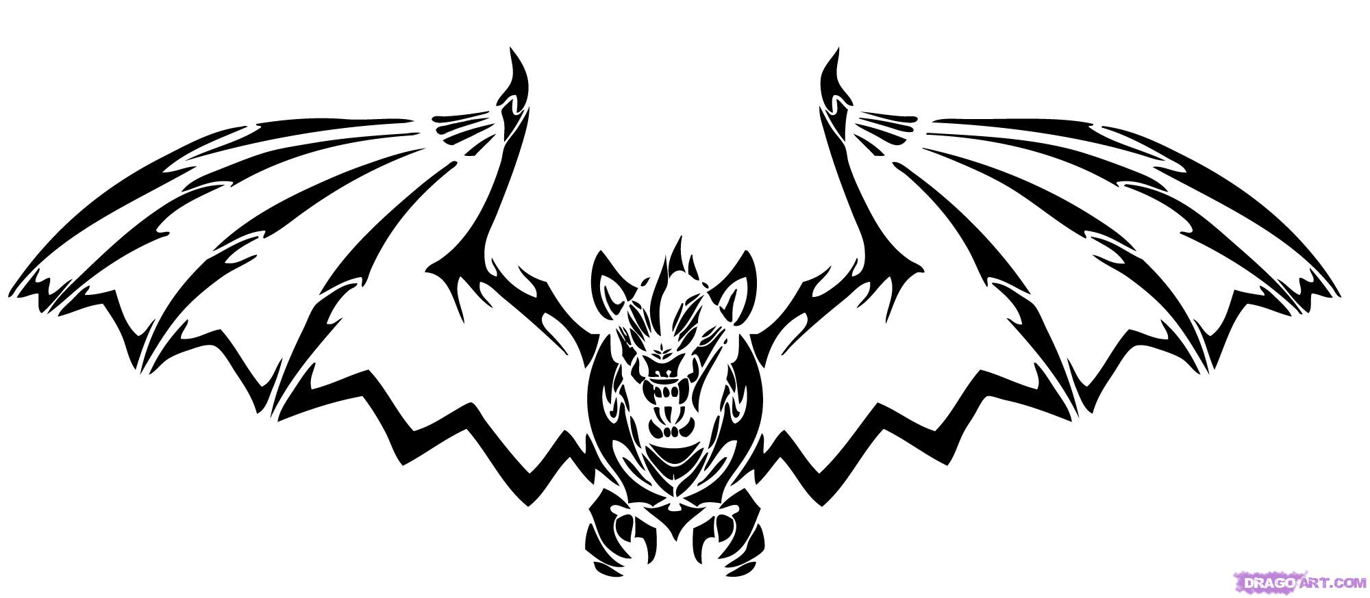 How to Draw a Tribal Bat, Step by Step, Tribal Art, Pop Culture ...