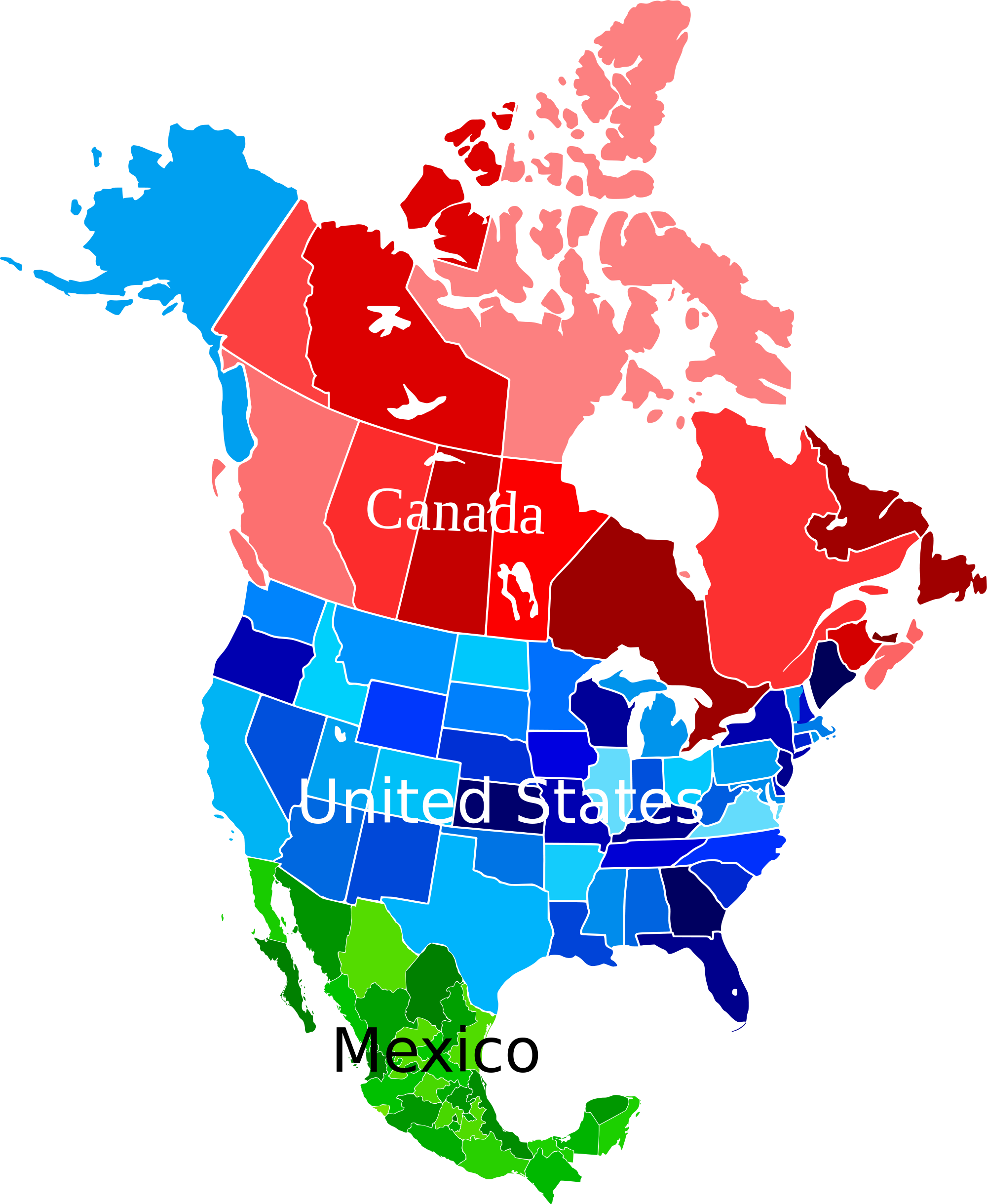 File:North America map coloured.svg