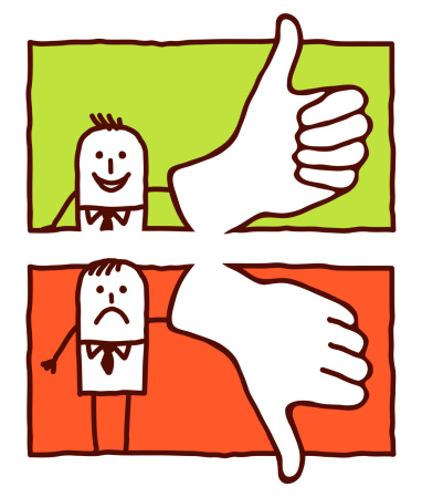Cartoon Of A Thumbs Up Thumbs Down Clip Art, Vector Images ...