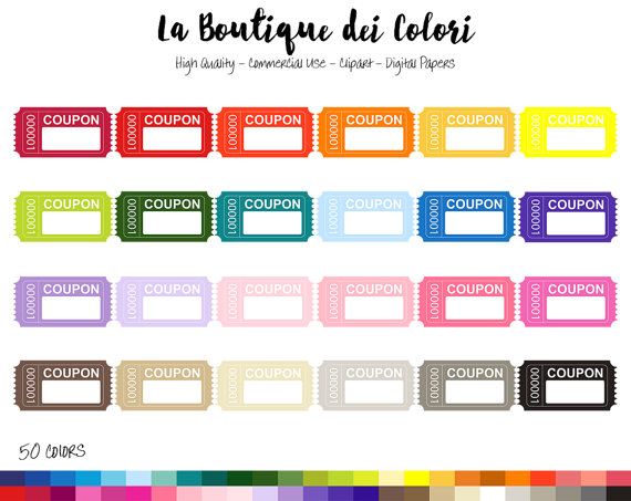50 Rainbow Coupon Clipart, Cute Digital Graphics PNG, sale ...