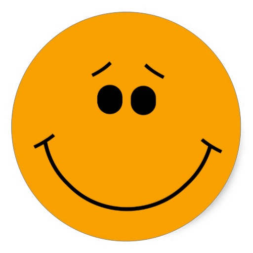 Orange Sympathetic Big Smile Smiley Round Sticker from Zazzle.