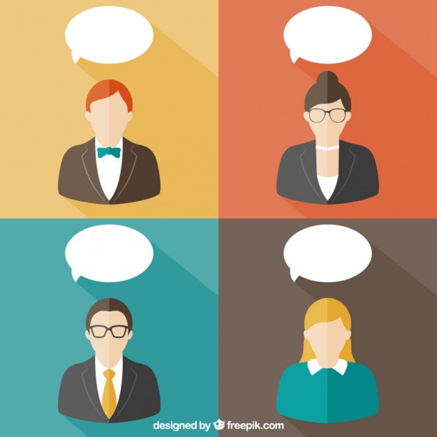 People with speech bubbles banners Vector | Free Download