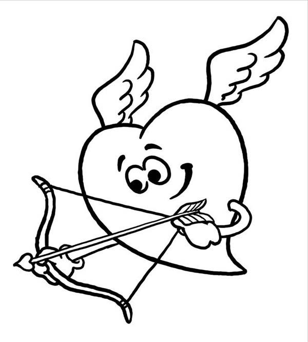 Heart Cupid Coloring Page | Coloring Sun