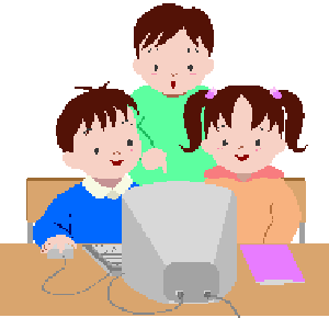 Kid On Computer Cartoon
