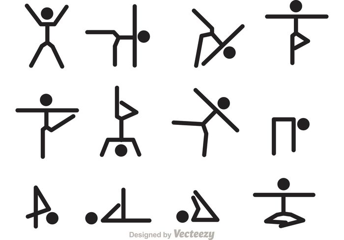 Gymnastics Stick Figure Vector Icons - Download Free Vector Art ...