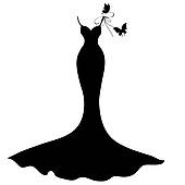 Prom dress clipart black and white