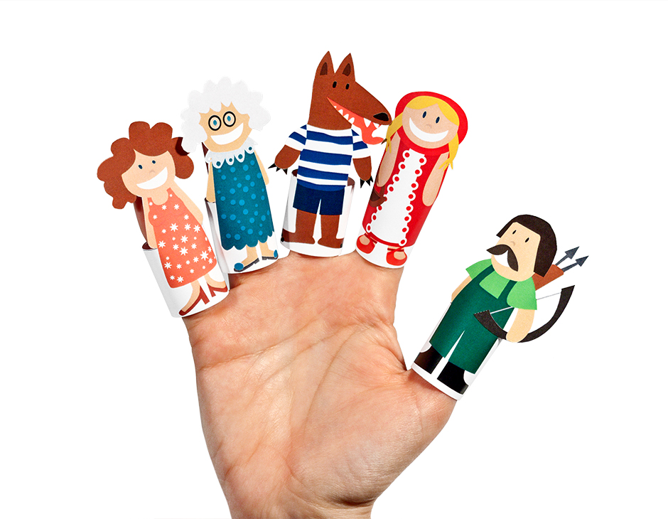 Little Red Riding Hood Paper Finger Puppets PRINTABLE PDF | PUKACA