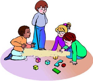 Clipart kids cleaning together