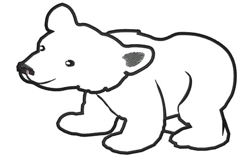 Animals Embroidery Design: Baby Polar Bear Outline from King Graphics