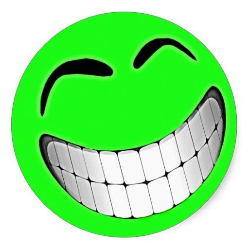 Grüner großer Grinsen-Smiley Runder Sticker von Zazzle.