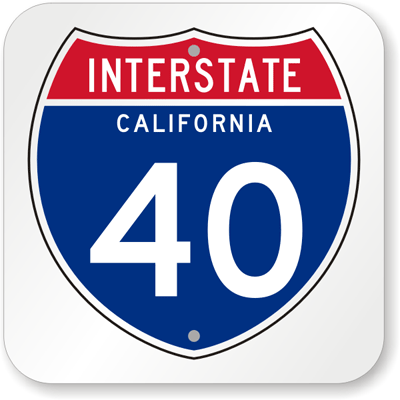 California Interstate 40 Sign - Interstate Shield Sign Memorabilia ...