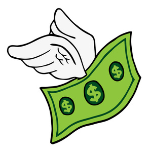Money Clipart Image - Dollar Bill with Wings