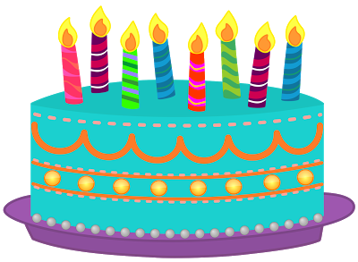 Birthday cake with candles clipart