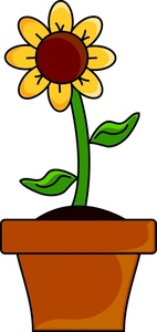 1,745 views Flower Clipart Image - Sunflower growing in a flower pot