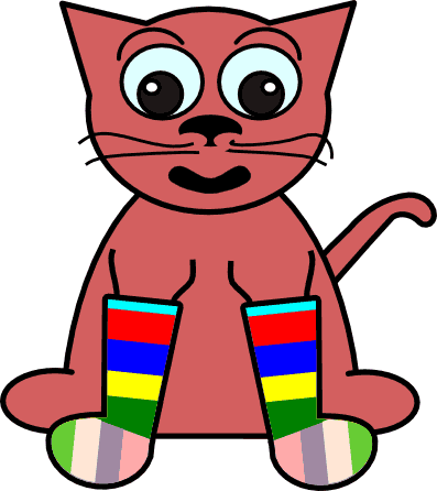 Cartoon Cat In Rainbow Socks - Public Domain Clip Art | Brain Handles