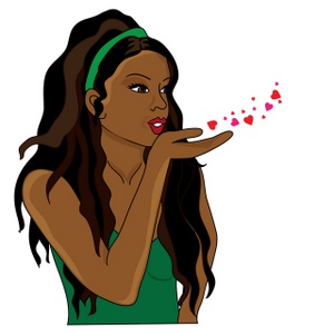 Blowing A Kiss Clipart Image - African American Girl Blowing a Kiss