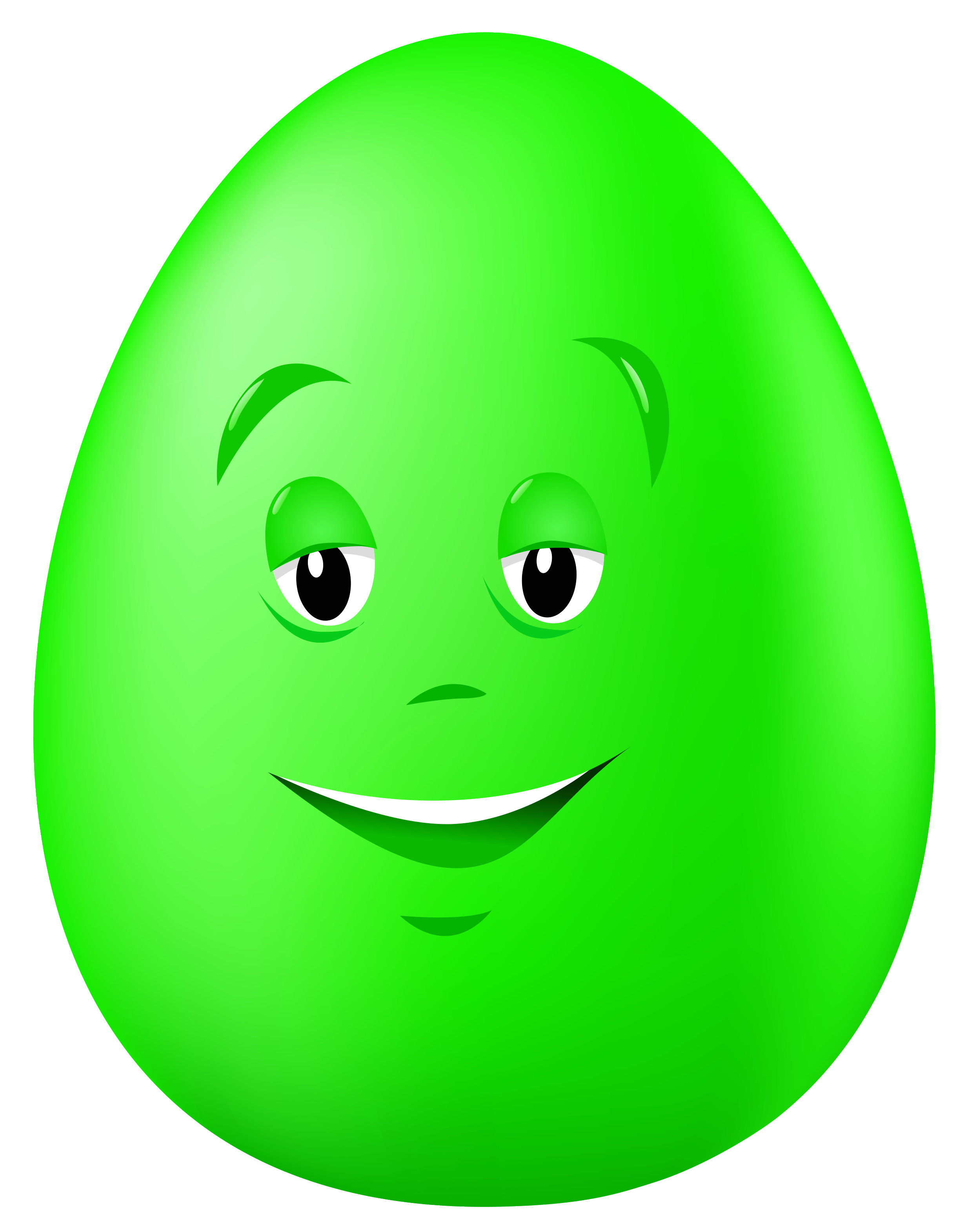 Transparent Easter Green Egg with Face PNG Clipart Picture