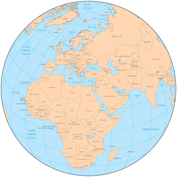 Europe Globe Maps in Digital Vector Format - Adobe Illustrator ...