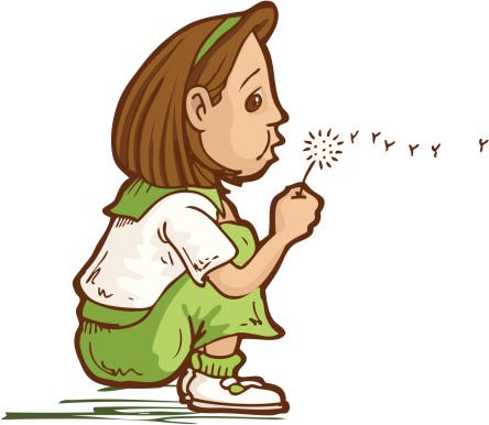 Cartoon Of The Blowing A Dandelion Clip Art, Vector Images ...