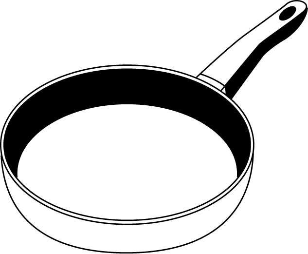 Frying pan clipart black and white