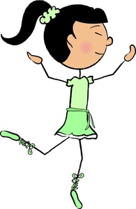 Ballerina Cartoon Clipart Image - Asian Stick Kid Ballerina Girl
