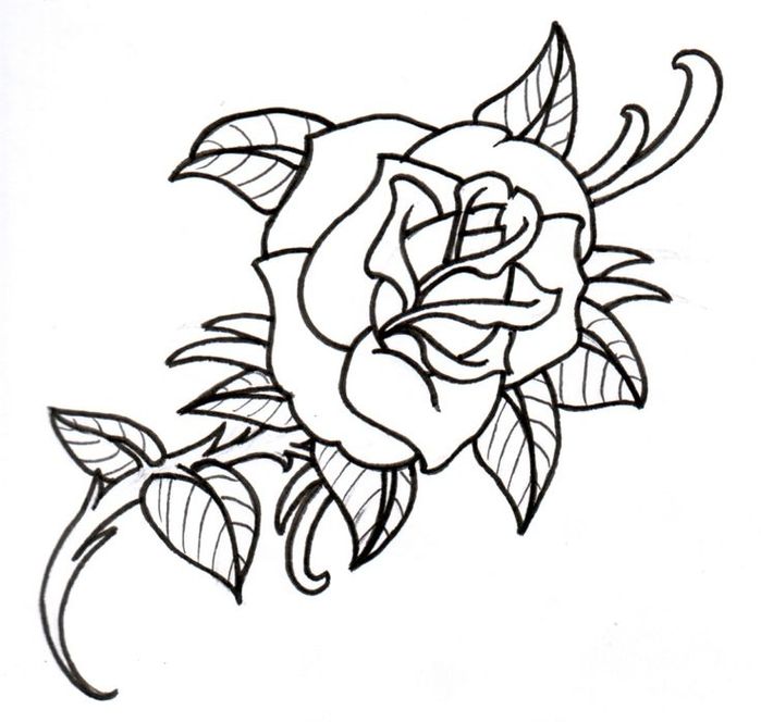 Rose Vine Drawings Old School Outline By Vikingtattoo Clipart ...
