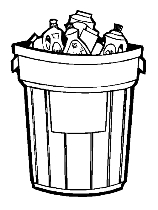 Garbage can clipart black and white