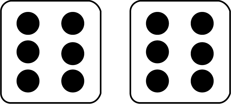 Math Clip Art--Two Dice with 12 Showing