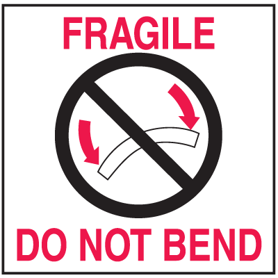 Fragile Do Not Bend Shipping Labels | Seton