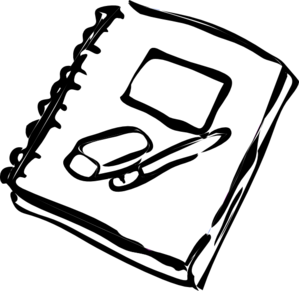 Writing book clipart black and white