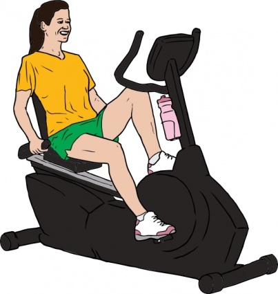 Woman On Exercise Bike clip art vector, free vector graphics