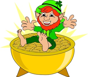 Leprechaun Clipart Image - Leprechaun Sitting on a Pot of Gold
