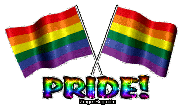Waving Crossed Gay Pride Flags Glitter Graphic Comment