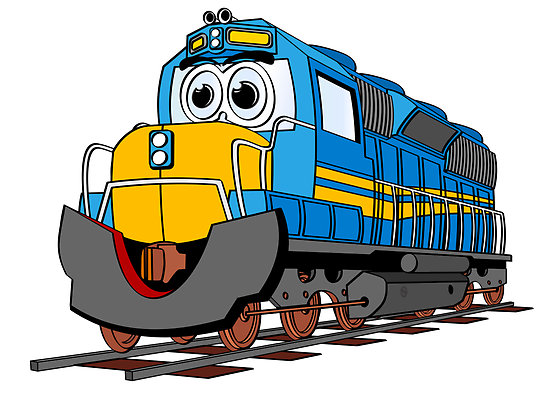 Blue Train Engine Cartoon" by Graphxpro | Redbubble