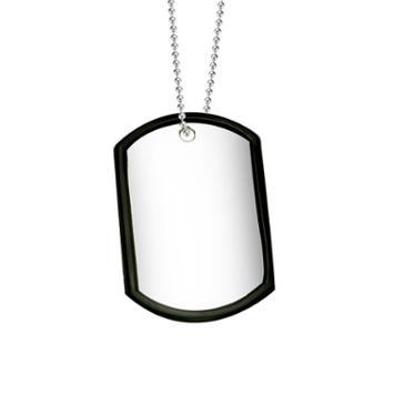 Stainless Steel Dog Tag Pendant with Black Outline - LeatherUp.