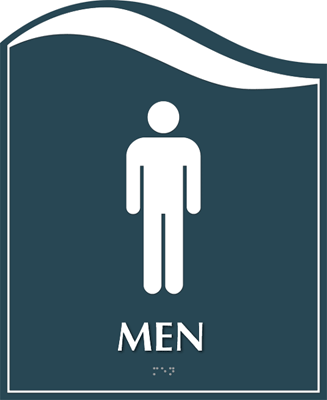 Men Bathroom Sign With Women / Men Symbol & Border, SKU - SE-