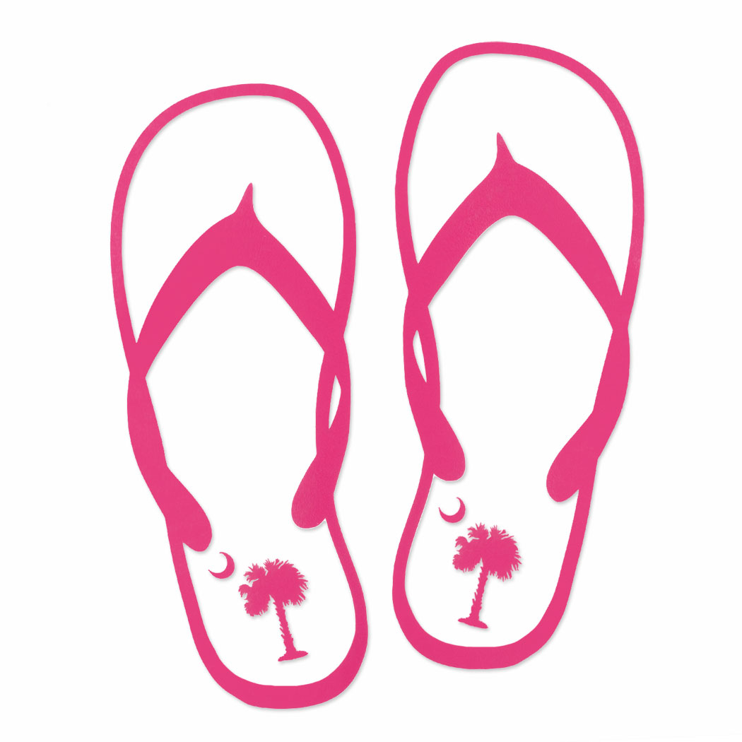 Palmetto Flip Flop Outline Decal - Pink