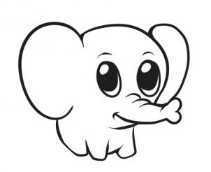 How to Draw a Simple Elephant, Step by Step, safari animals ...