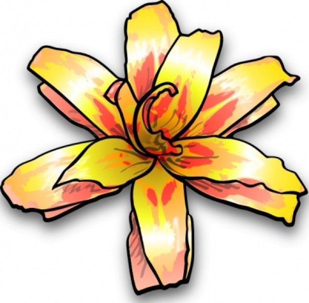 Simple pink and yellow flower clip art | Download free Vector
