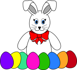 Easter Clipart Image - Easter Bunny with Colored Easter Eggs