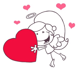 Angel Clipart Image - Little angel holding a big red heart
