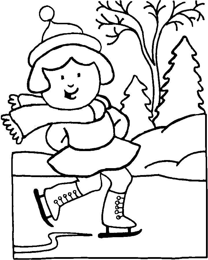 Winter scenes clipart easy to draw ice skating kids