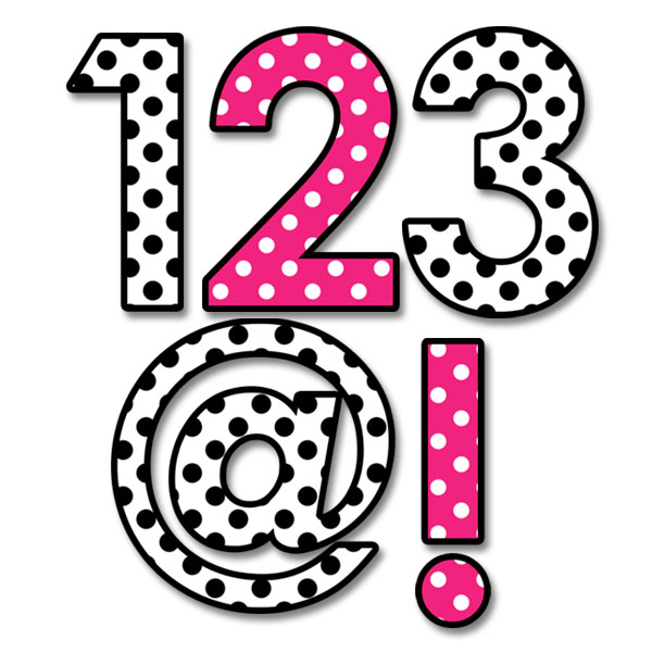 Polka dot numbers clipart