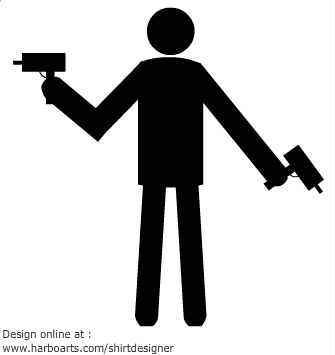 Download : Stickman shooting two guns - Vector Graphic