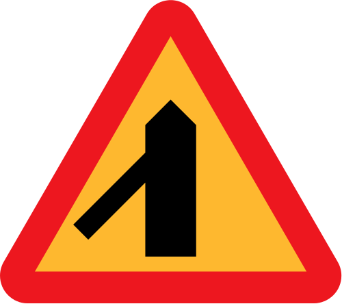 Swedish intersection with a minor cross-road sign.