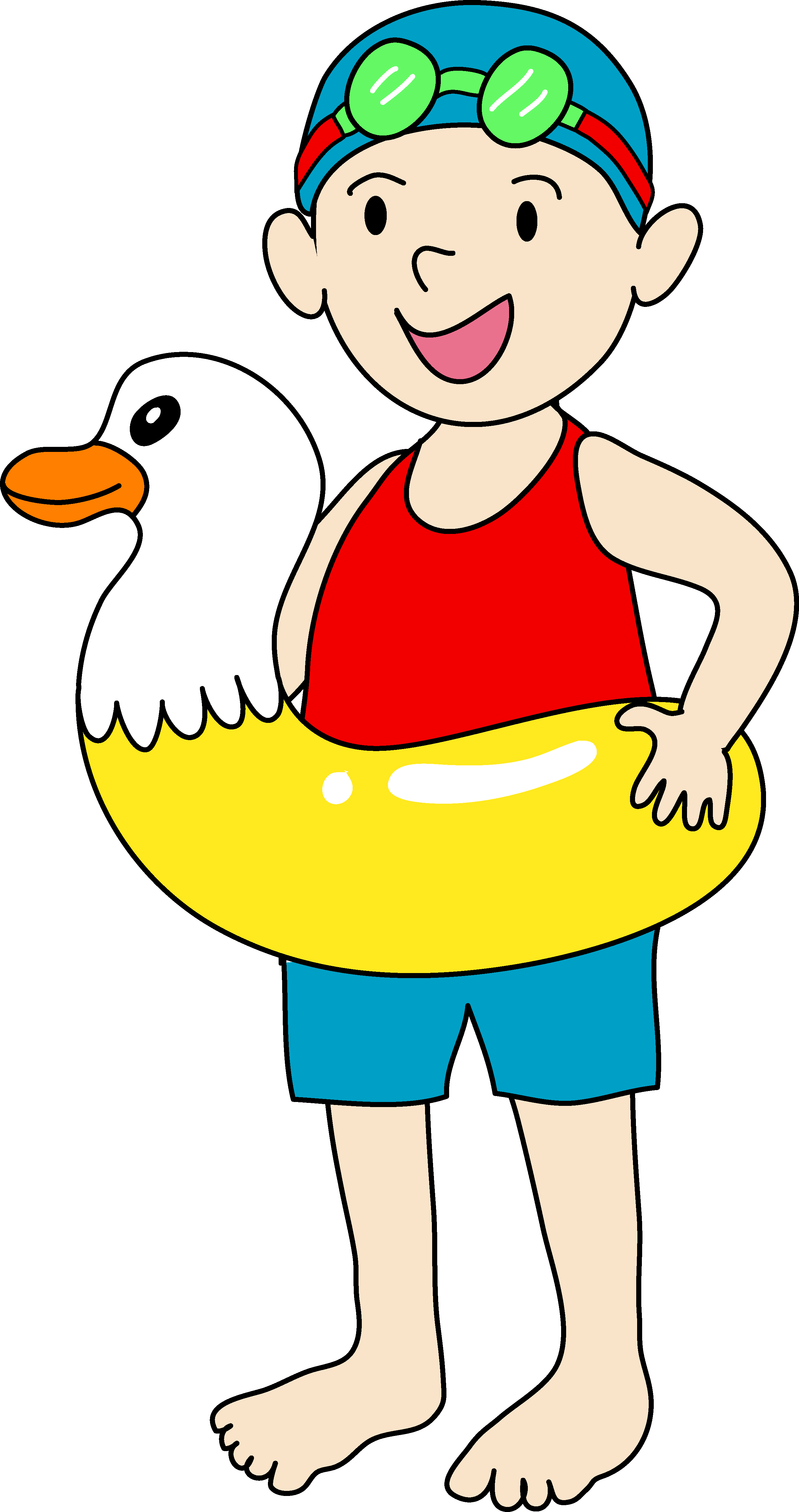 Boy swimming in pool clipart
